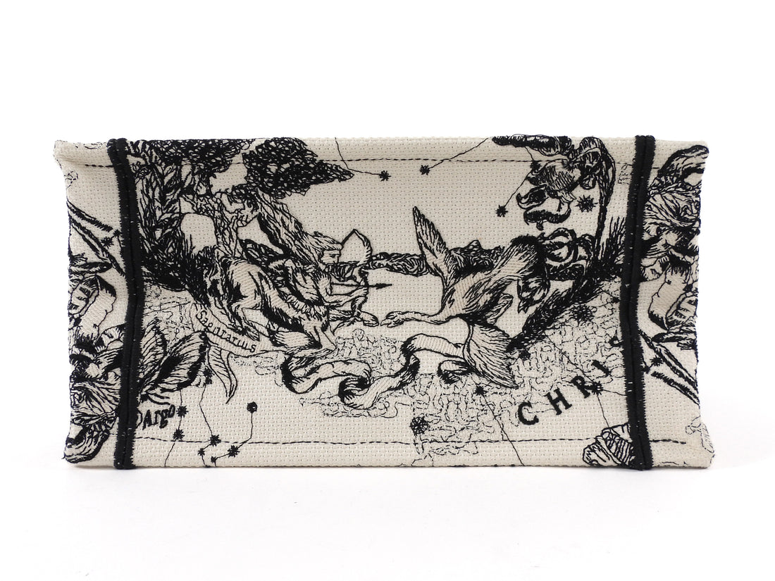 Dior Black Ivory Toile de Jouy Zodiac Canvas Small Book Tote Bag