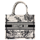Dior Black Ivory Toile de Jouy Zodiac Canvas Small Book Tote Bag