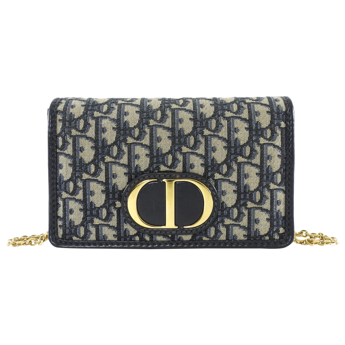 Dior 30 Montaigne Navy Blue Oblique Canvas 2 in 1  Pouch Bag
