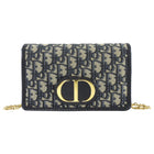 Dior 30 Montaigne Navy Blue Oblique Canvas 2 in 1  Pouch Bag