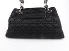 Christian Dior 2009 Black Cannage Quilted Fabric Tote Bag
