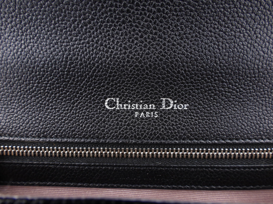 Dior Black Grained Leather Diorama Chain Flap Bag