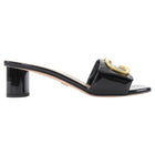 Dior C'est Dior Heeled Patent Leather Slides Black With Gold Hardware - 39