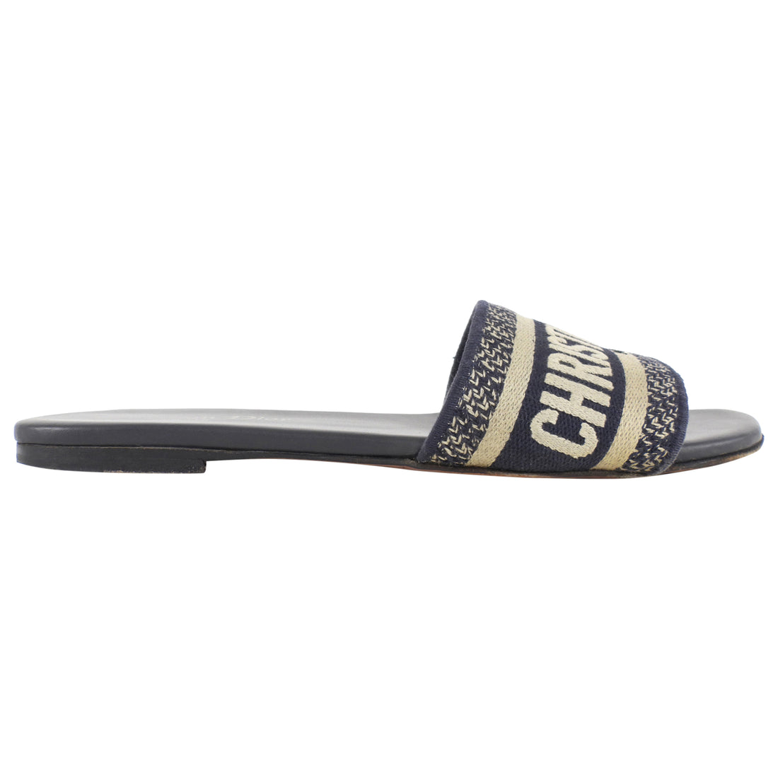 Christian Dior Navy Logo D-Way Flat Sandals - 37