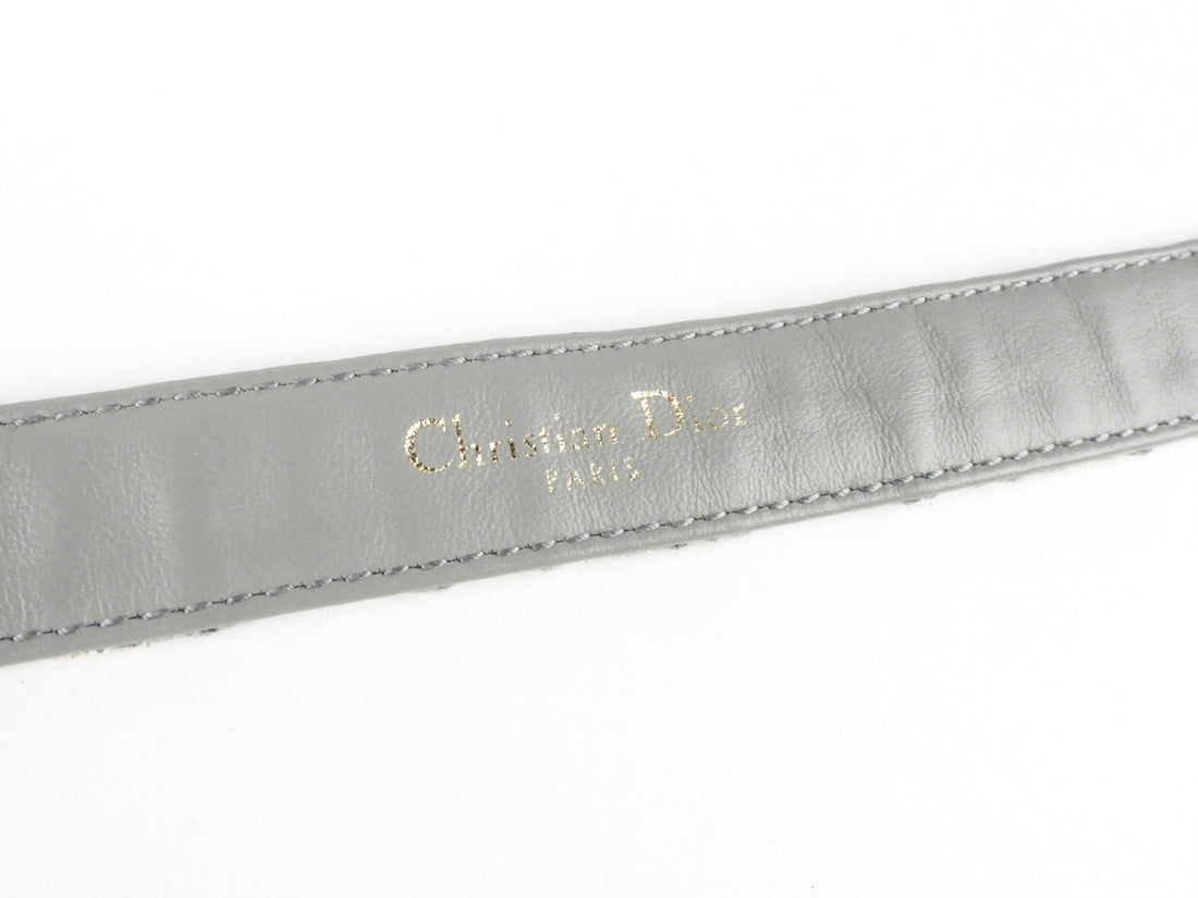 Christian Dior Grey Oblique Jacquard Canvas CD Logo Thin Belt