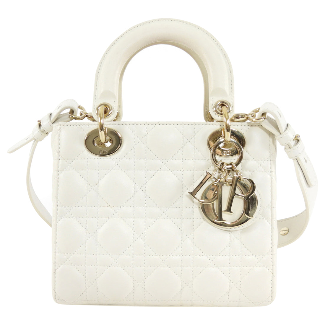Christian Dior Small Ivory Leather ABC My Lady Dior Cannage Bag