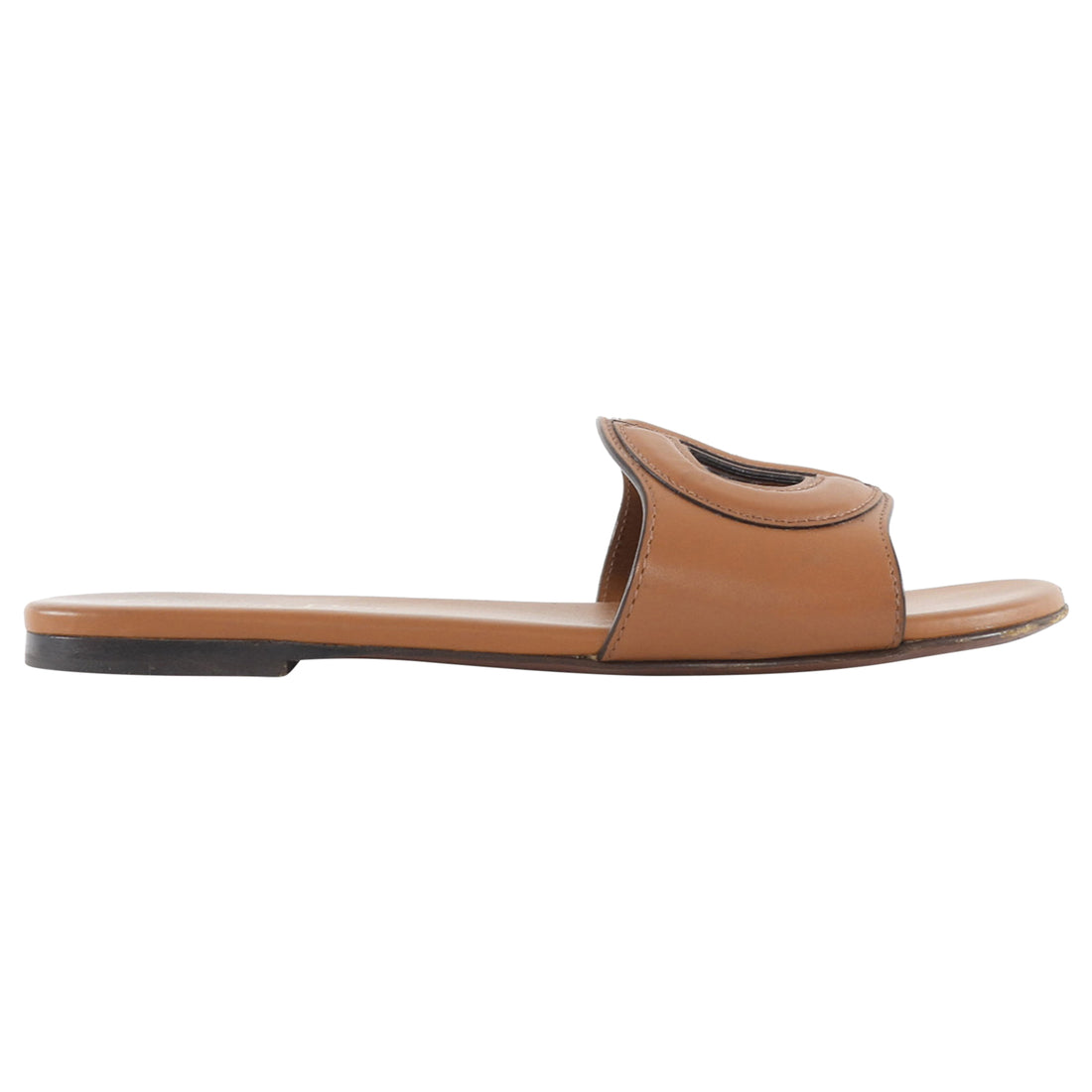 Christian Dior D-Club Brown Calfskin Leather Flat Mule Slide Sandals - 37.5