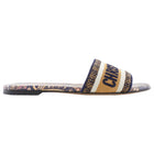 Dior D-way Orange Navy Toile Canvas Slide Sandals - 37