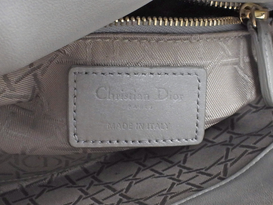 Christian Dior Mini Cannage Quilted Pearly Dove Grey Lady Dior Bag