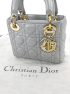 Christian Dior Mini Cannage Quilted Pearly Dove Grey Lady Dior Bag