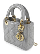 Christian Dior Mini Cannage Quilted Pearly Dove Grey Lady Dior Bag