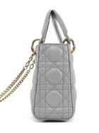Christian Dior Mini Cannage Quilted Pearly Dove Grey Lady Dior Bag