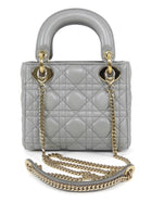 Christian Dior Mini Cannage Quilted Pearly Dove Grey Lady Dior Bag