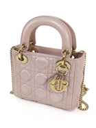 Christian Dior Mini Cannage Quilted Pearly Pale Nude Pink Lady Dior Bag