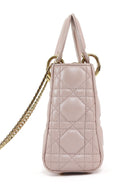 Christian Dior Mini Cannage Quilted Pearly Pale Nude Pink Lady Dior Bag