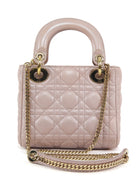 Christian Dior Mini Cannage Quilted Pearly Pale Nude Pink Lady Dior Bag