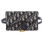 Dior Navy Blue Oblique Monogram Canvas Saddle Belt Bag