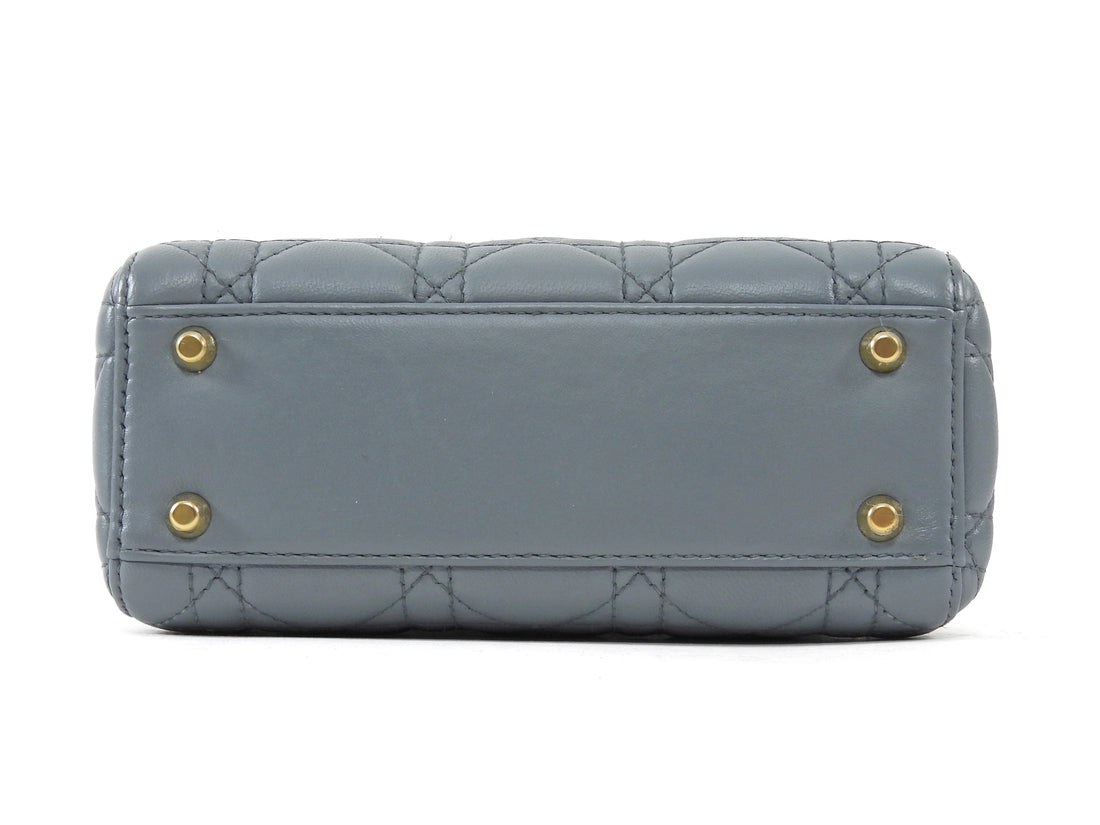 Dior Medium Putty Grey Mini Cannage Quilted Lady Dior Bag