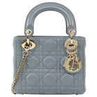 Dior Medium Putty Grey Mini Cannage Quilted Lady Dior Bag
