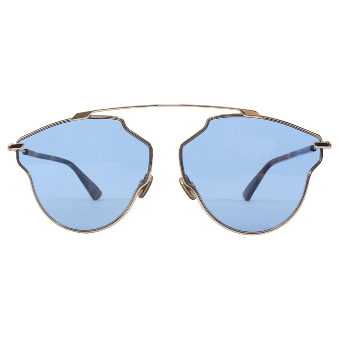 Dior So Real Pop Goldtone Wire Frame Blue Lens Sunglasses