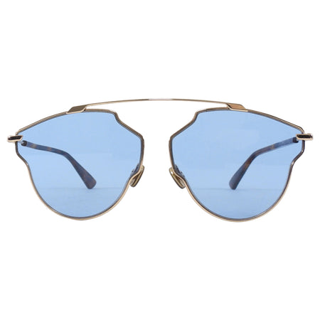 Dior So Real Pop Goldtone Wire Frame Blue Lens Sunglasses