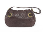 Christian Dior Brown Vintage Cannage Quilted Leather Flap Shoulder Hobo Bag