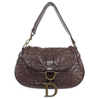 Christian Dior Brown Vintage Cannage Quilted Leather Flap Shoulder Hobo Bag