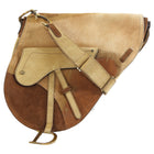 Christian Dior Brown x Galliano Vintage 2002 Suede Pony Hide Large Saddle Bag