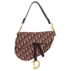 Dior Burgundy Oblique Jacquard Medium Saddle Shoulder Bag