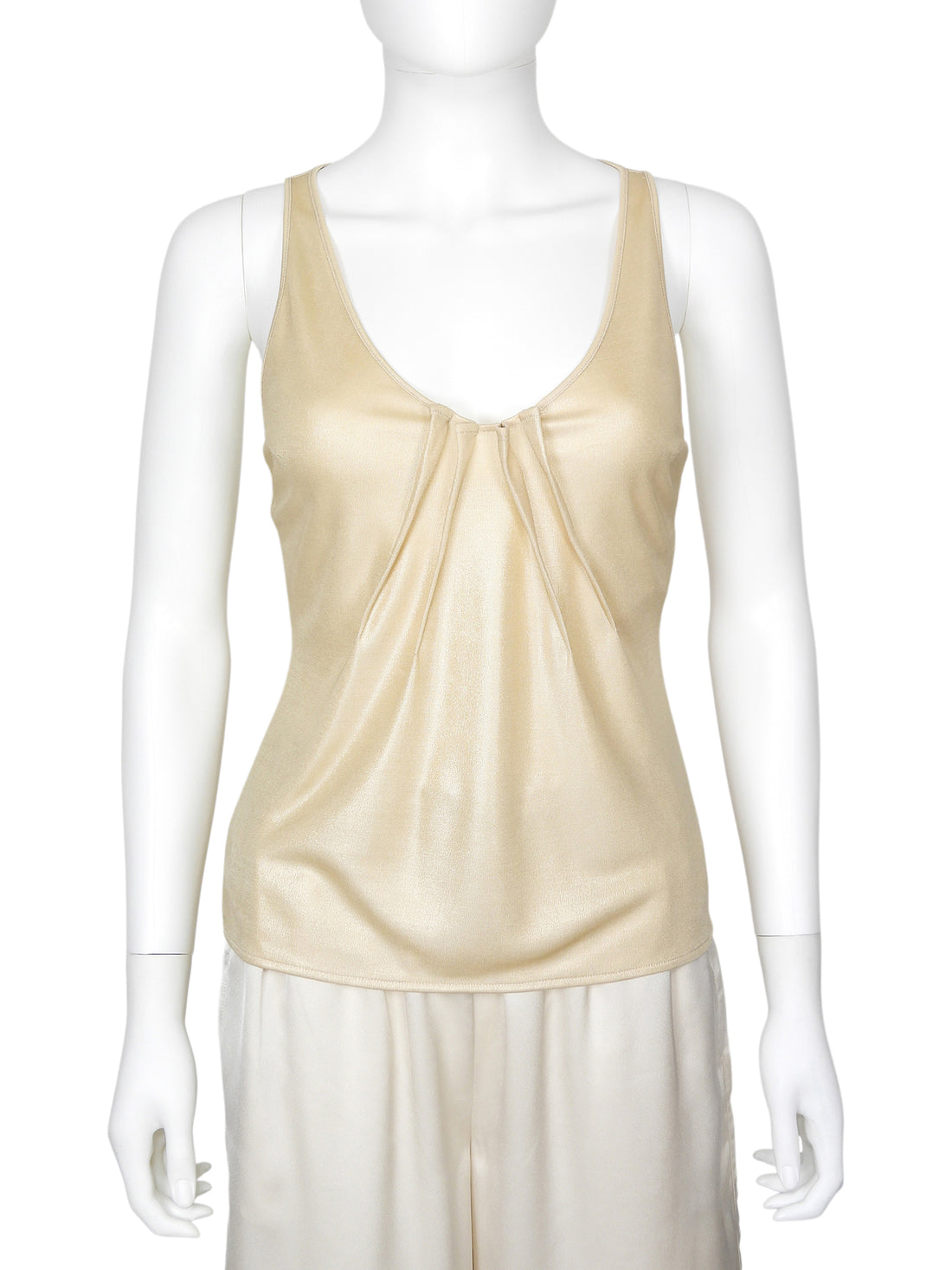 Christian Dior Gold Vintage Lurex Jersey Pleat Tank Top - FR 36 / 4