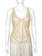 Christian Dior Gold Vintage Lurex Jersey Pleat Tank Top - FR 36 / 4