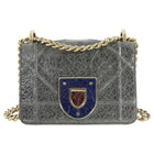 Christian Dior Slate Grey Ceramic Effect Deerskin Diorama Club Flap Chain Shoulder Bag