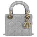 Christian Dior Mini Cannage Quilted Pearly Dove Grey Lady Dior Bag