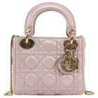 Christian Dior Mini Cannage Quilted Pearly Pale Nude Pink Lady Dior Bag