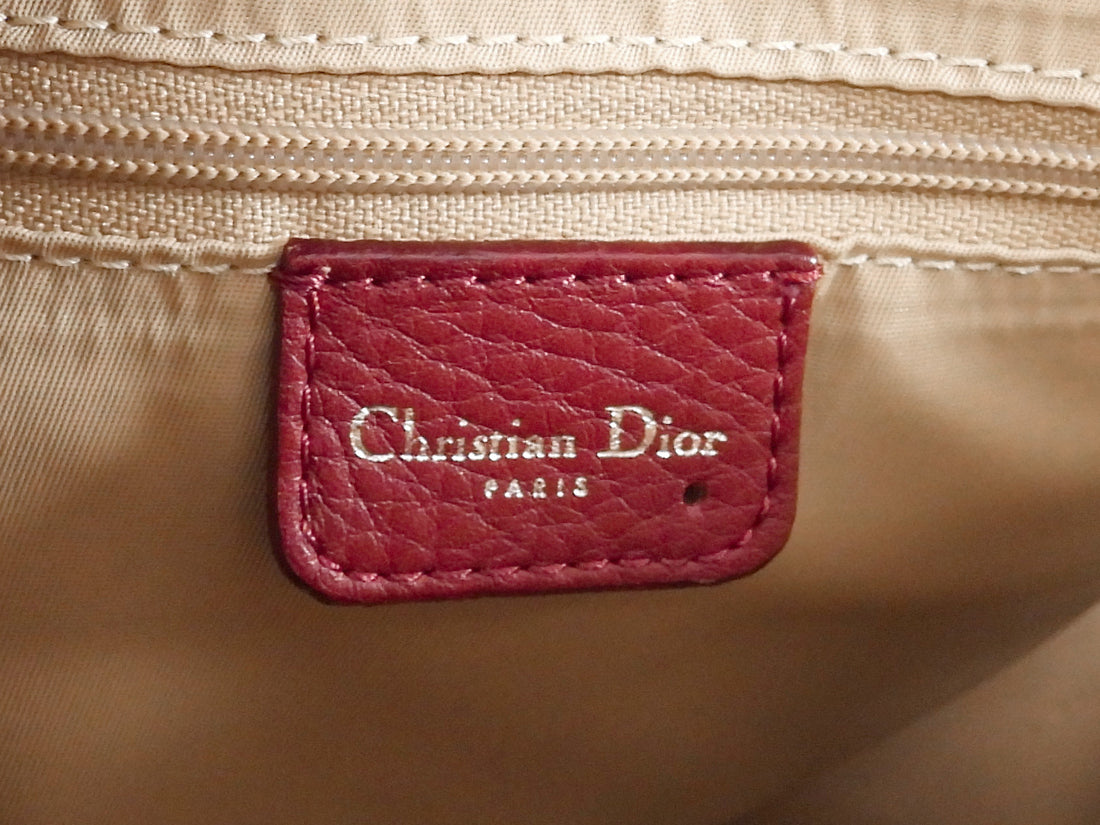 Dior 2005 Vintage Street Chic Red Tan Oblique Canvas Diorissimo Boston Bag