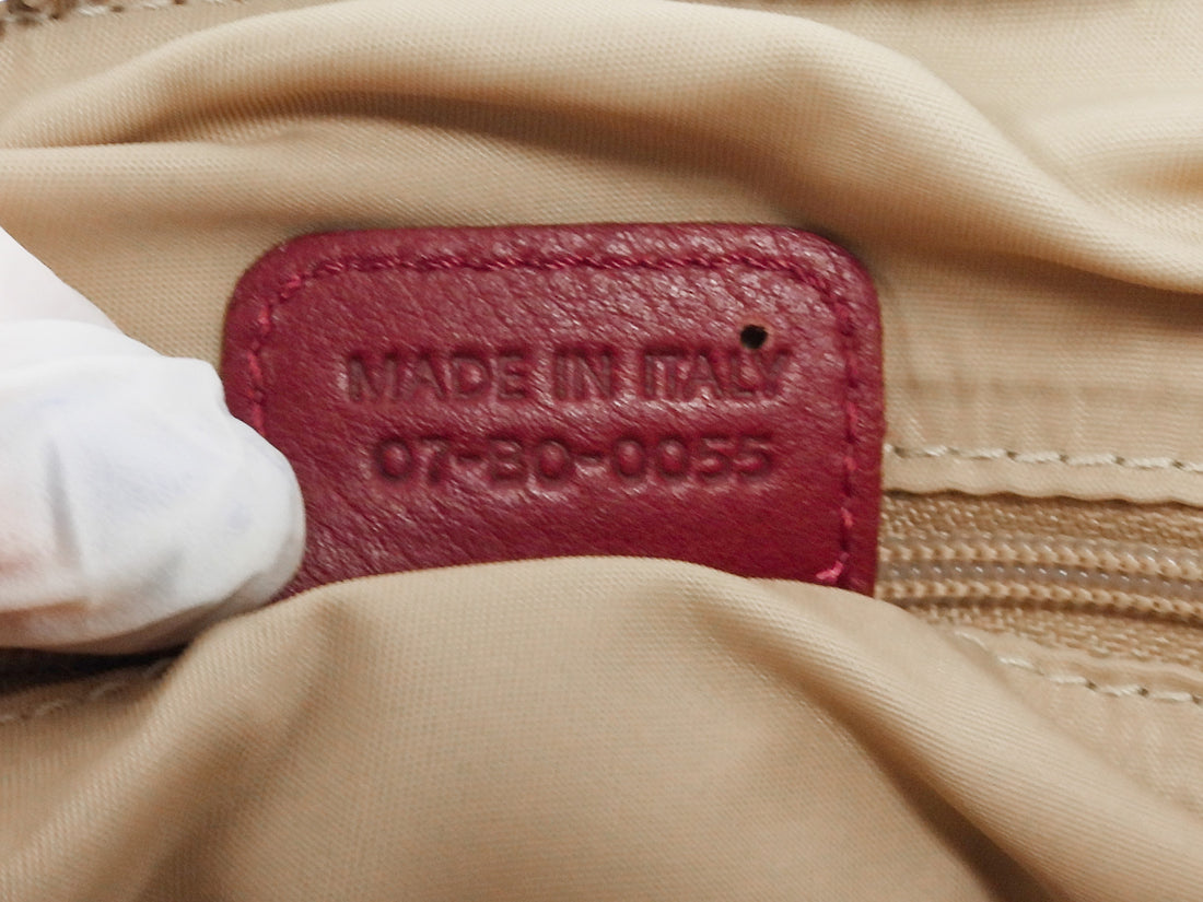 Dior 2005 Vintage Street Chic Red Tan Oblique Canvas Diorissimo Boston Bag