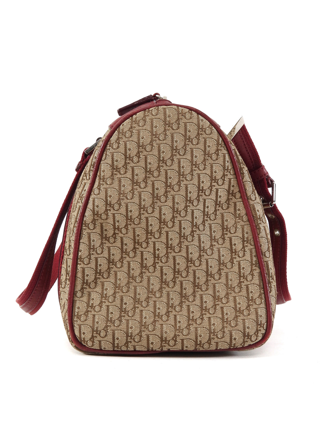Dior 2005 Vintage Street Chic Red Tan Oblique Canvas Diorissimo Boston Bag