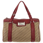 Dior 2005 Vintage Street Chic Red Tan Oblique Canvas Diorissimo Boston Bag