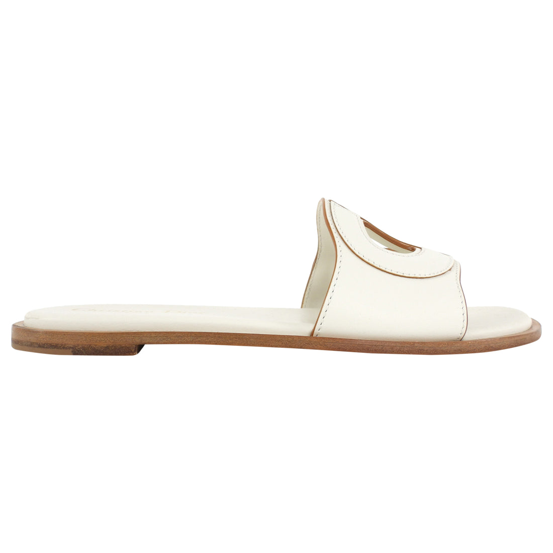 Dior D-Club Leather Slide Sandals Ivory - 36