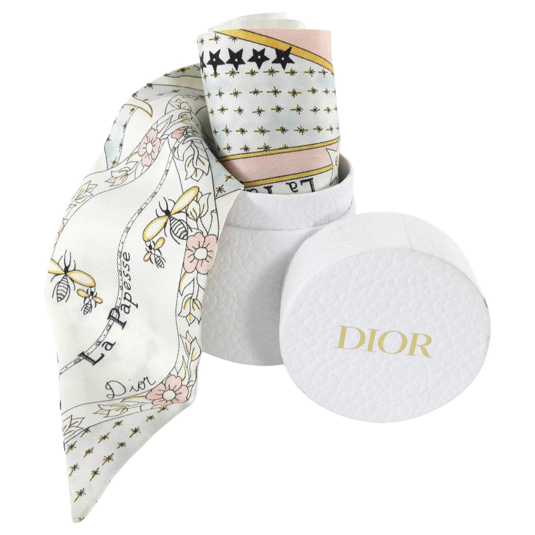 Dior White Pink La Papesse Tarot Mitzah Silk Twilly Scarf