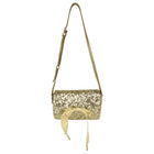 Dolce and Gabbana Gold Metallic Sequin Leather Bow Small Shoulder Flap Bag