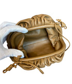 Bottega Gold Leather The Mini Pouch Clutch Bag