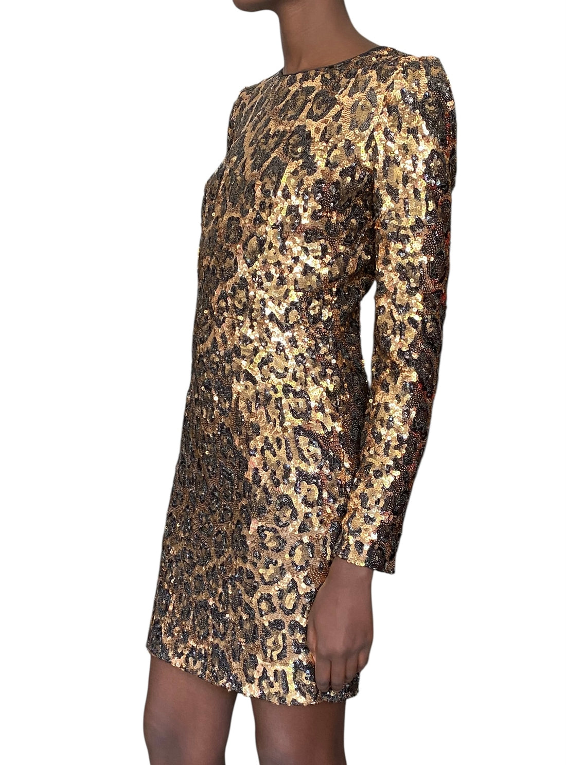 Dolce and Gabbana Gold Metallic Sequined Leopard Dress