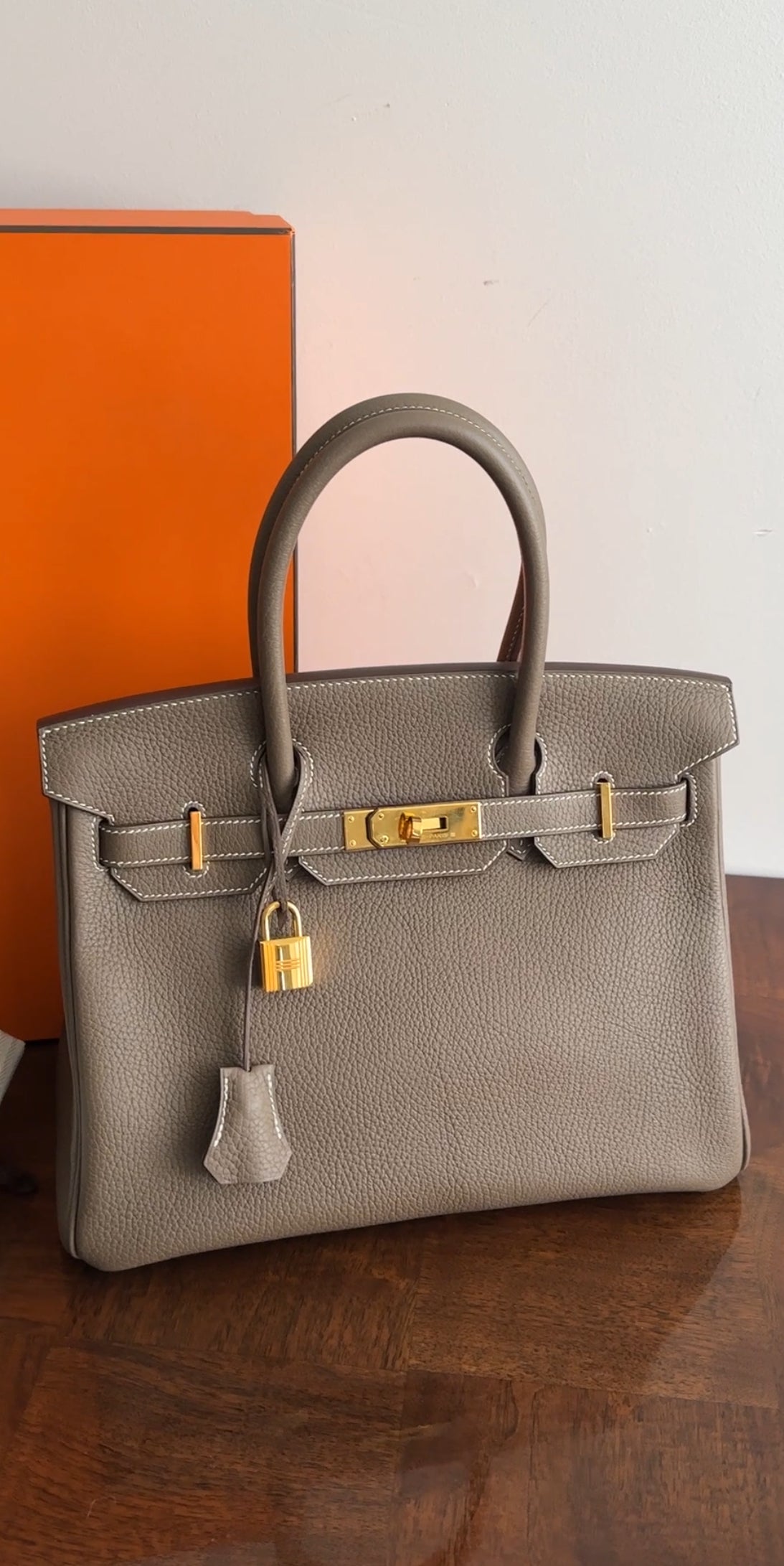 Hermes Birkin 30 Etoupe Taurillon Clemence GHW 2021