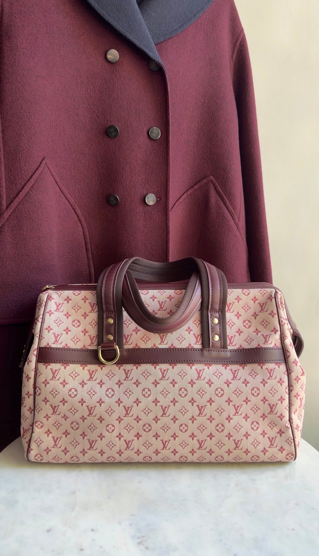 Louis Vuitton Burgundy Monogram Mini Lin Josephine Tote Bag GM