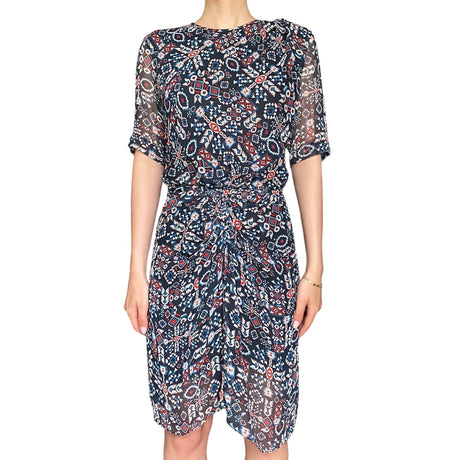 Isabel Marant Etoile Blue Silk Ikat Printed Mini Dress - 38 / US 6