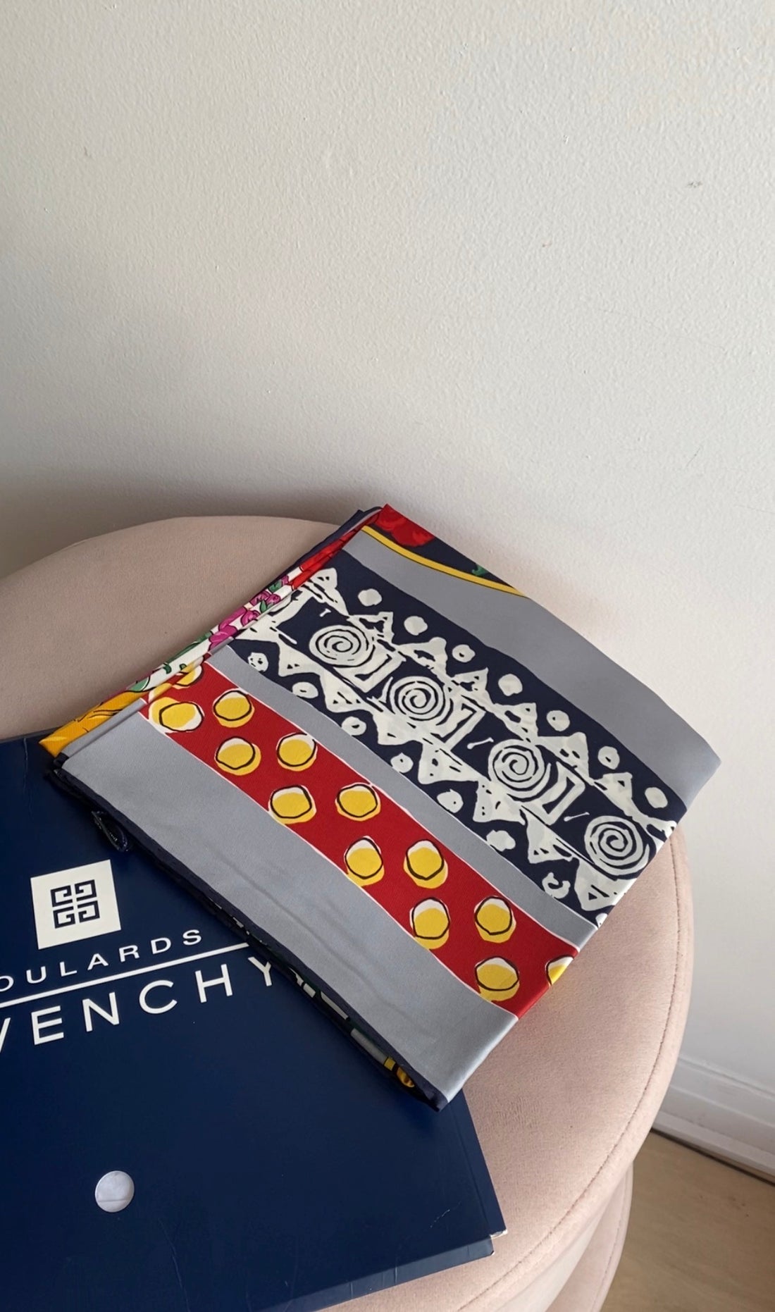 Givenchy Vintage 1990's Multicolor Floral Silk Scarf 90cm