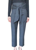 Brunello Cucinelli Grey Wool Sash Tie Trouser - IT 36 / US 4