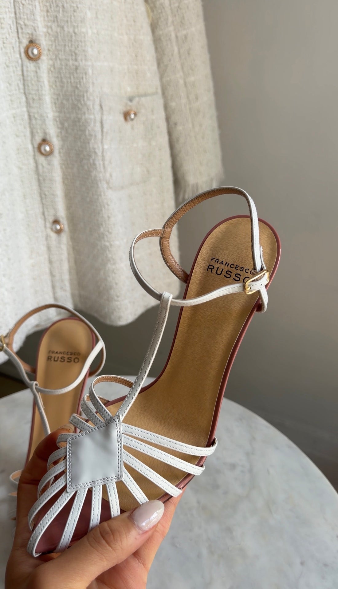 Francesco Russo Patent Leather Cage Strappy Pointed High Heel Sandals - 38.5