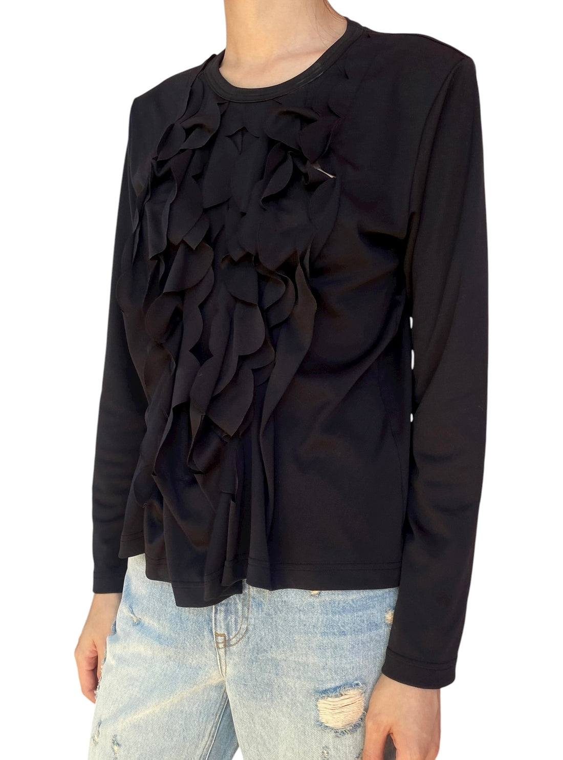 Comme Des Garçons Black Ruffle Panel Long Sleeve - L / US 10